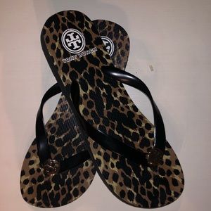 Tory Burch Leopard Print Flip Flops